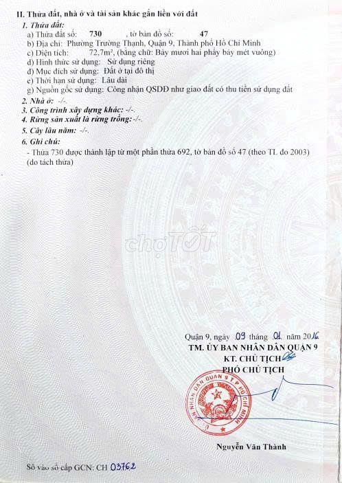 Chính chủ bán đất nền, view sông ở Quận 9, đất thông trước sau đường