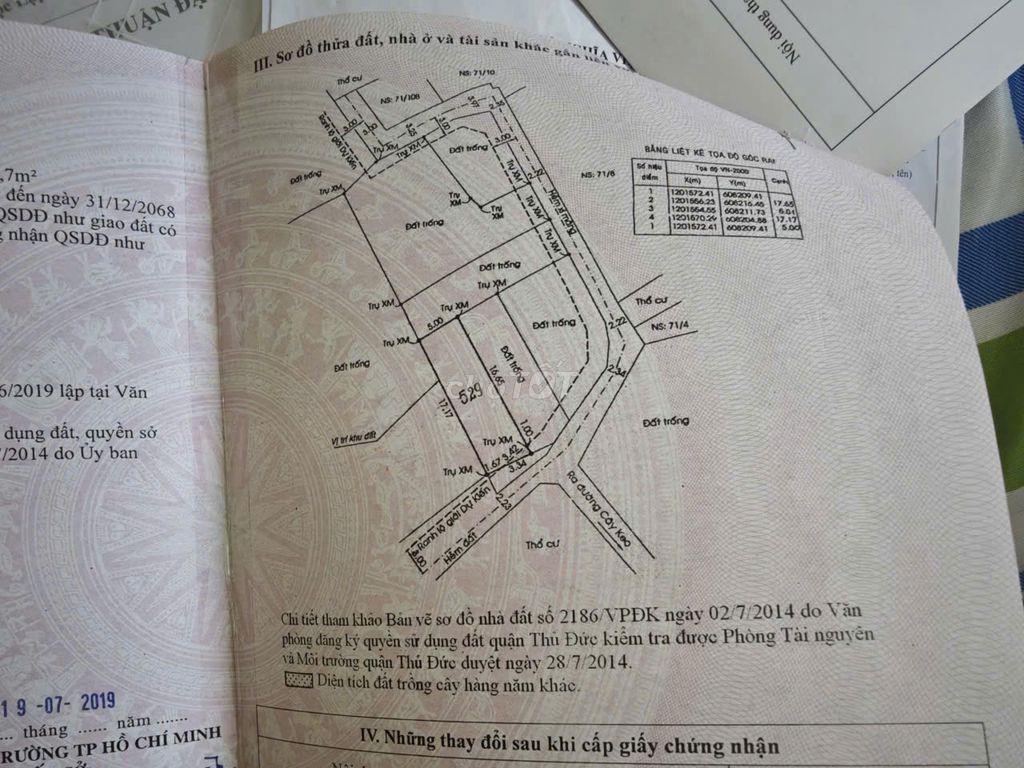 Chính chủ bán đất thổ cư hẻm 71 phường Tam Phú