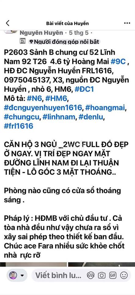 Vừa có căn CC Kim Văn Kim Lũ-Sổ đỏ-60m;2N;2VS