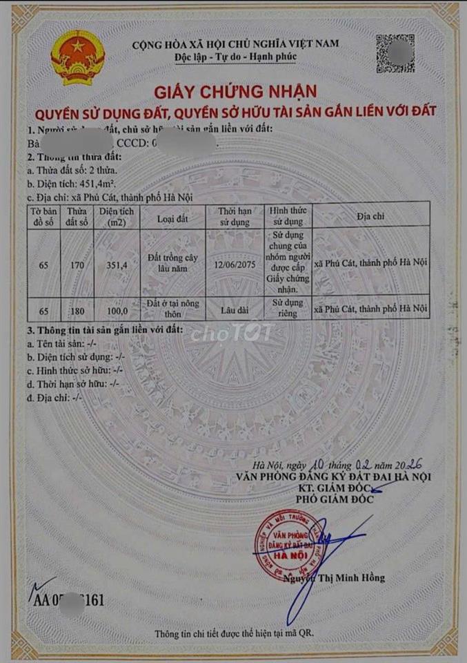 CHỈ 2.2 tỷ CÓ NGAY LÔ ĐẤT 100m² FULL THỔ CƯ, SẴN SỔ TẠI PHÚ CÁT