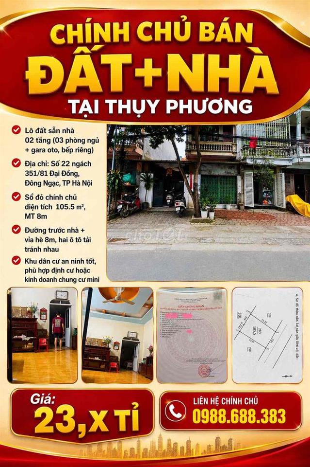 Chính chủ cần bán Đất + nhà 2 tầng