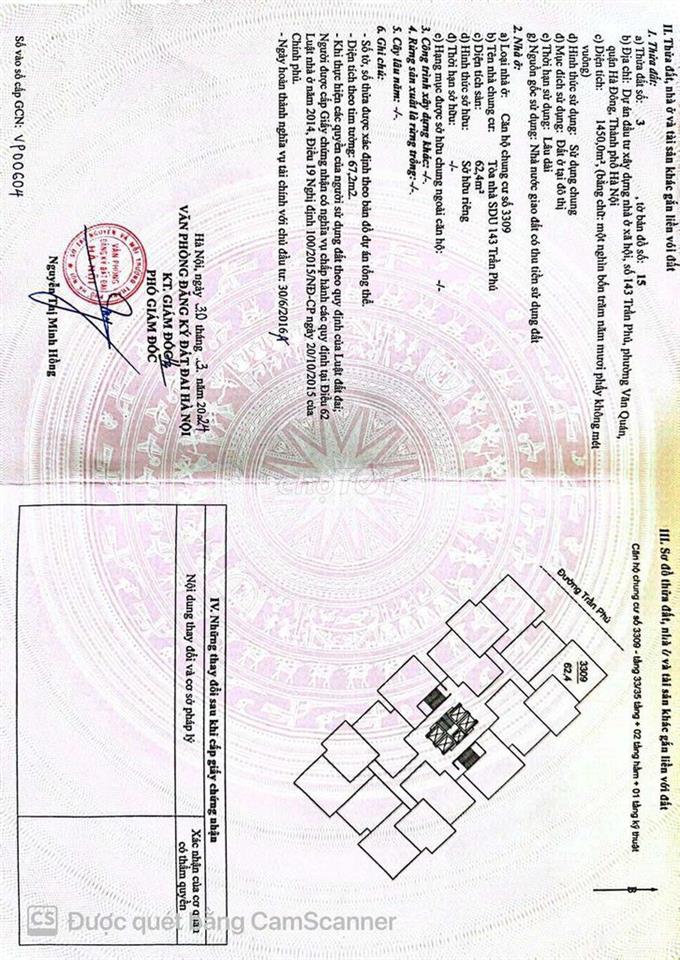 Bán nhanh căn hộ chính chủ SDU 143 Trần Phú (ga Văn Quán)
