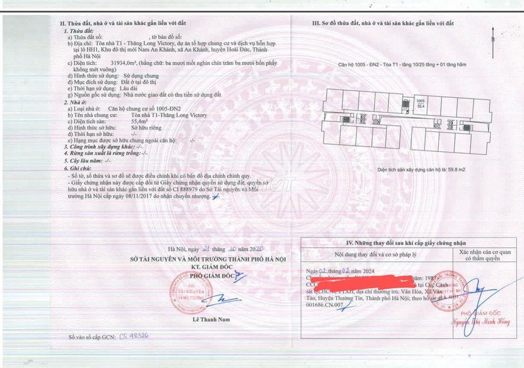 Chính chủ cần bán căn hộ 55m tòa T1 TLV