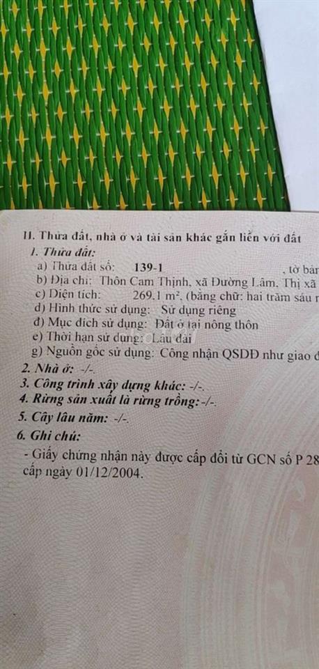 cần bán gấp đất Sơn Tây