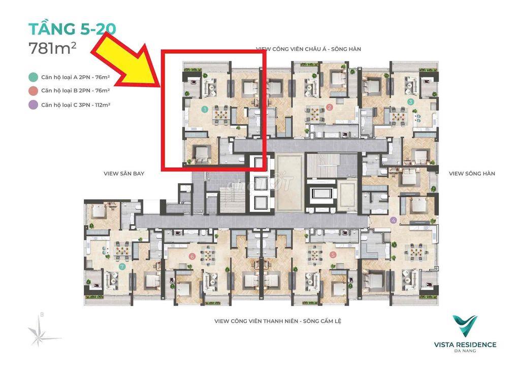 Cần nhượng căn góc 2PN 76 ngay trung tâm Hải Châu đã gồm các phí