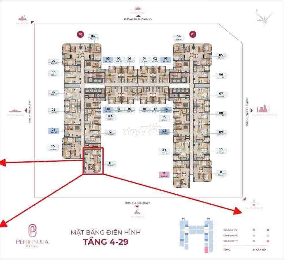 Căn góc 2PN 90,3m2 tầm view cực đẹp, thoáng mát quanh năm