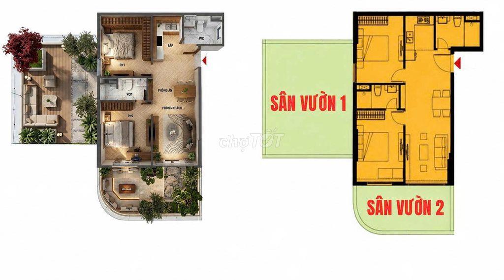 2PN sân vườn FourS Tower DT 119.4m2. Giá 3,9 TT sớm nhận CK cao nhất