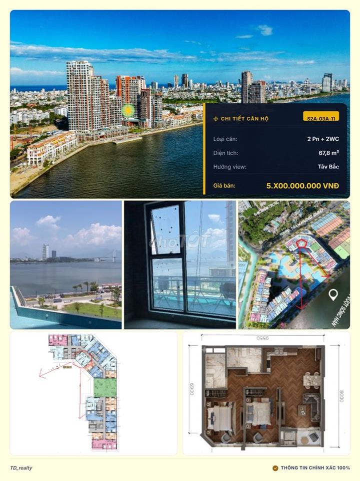 CẦN CẮT LỖ CĂN 2PN TÒA S2A HƯỚNG SÔNG SIÊU RẺ SUN SYMPHONY RESIDENCE