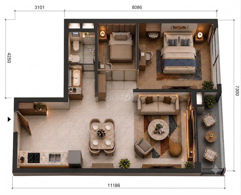 CHO THUÊ | CĂN HỘ CAO CẤP 2 PHÒNG NGỦ TẠI SUN SYMPHONY RESIDENCE