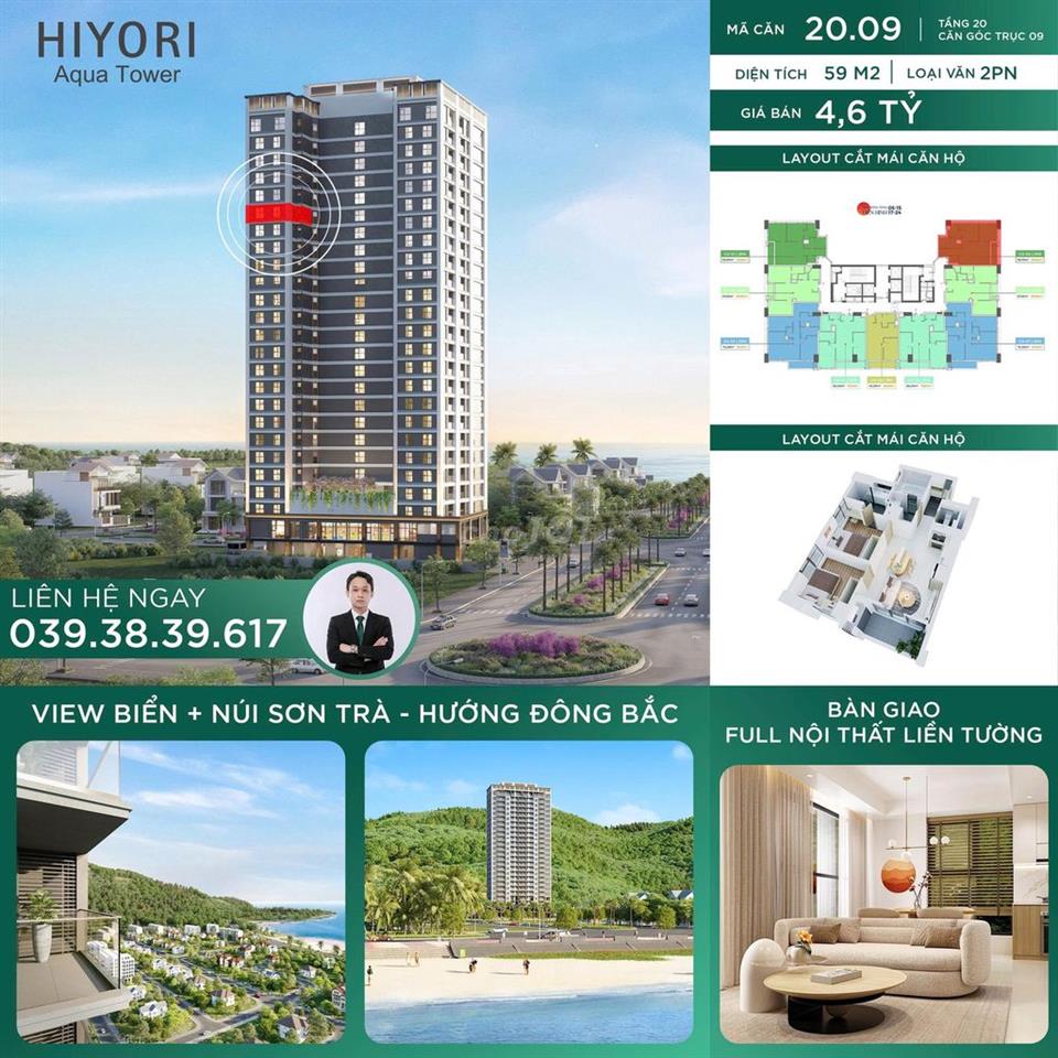 HIYORI TẦNG 20 – VIEW NÚI & BIỂN, GIÁ RẺ GIỎ CĐT