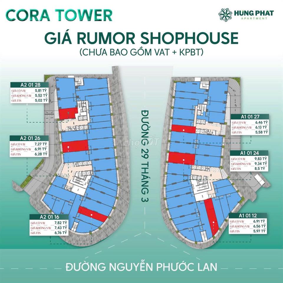 Shophouse khối đế Cora Tower chỉ từ 5 tỷ - hỗ trợ lãi suất 24 tháng