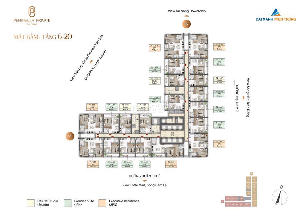 Căn hộ studio 36,2m2 Peninsula Private, khu Downtown Da Nang