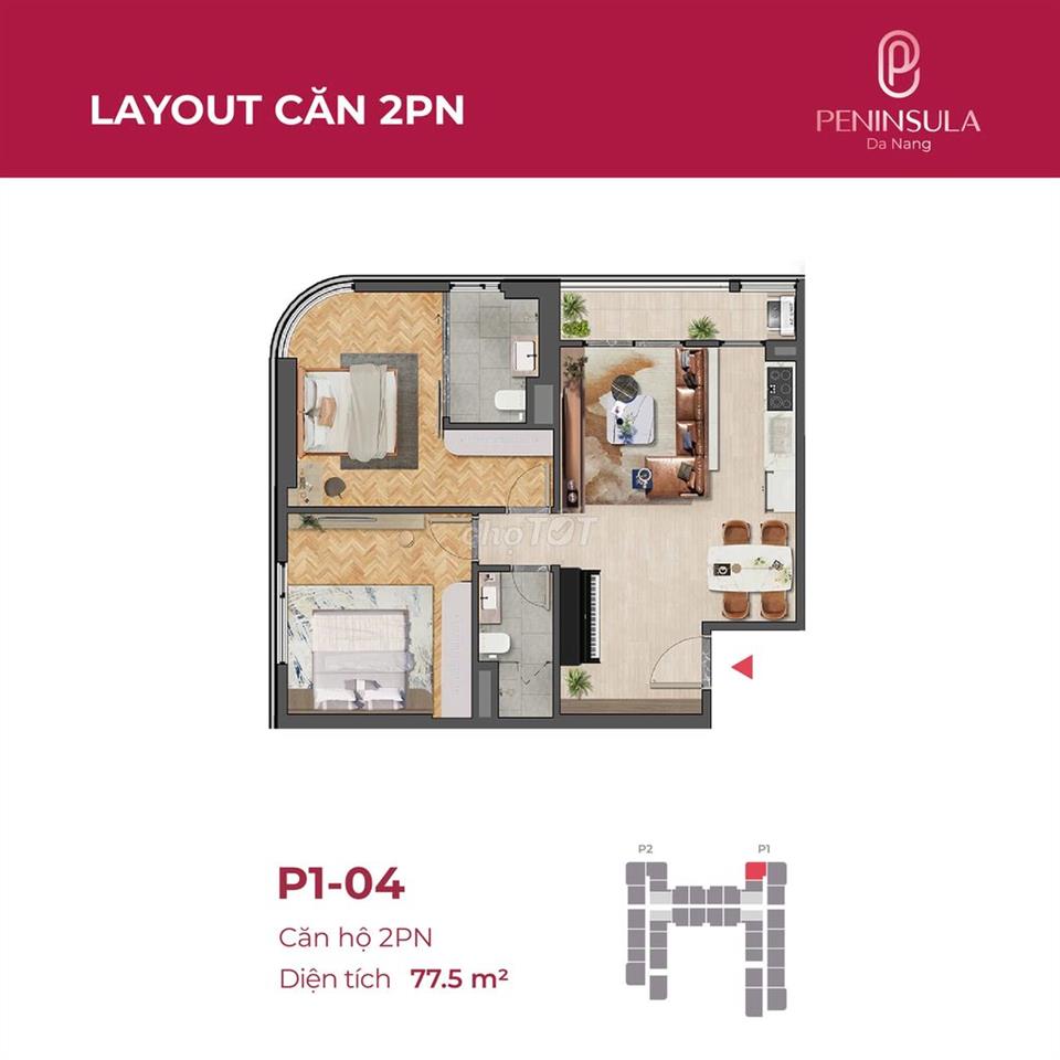 Chính chủ cần bán căn hộ tâm huyết 78m² Peninsula, trung tâm Đà Nẵng