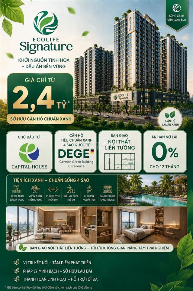 Chỉ chưa đến 2,4 tỷ sở hữu ngay căn hộ Ecolife Hòa Hiệp, giá gốc CĐT
