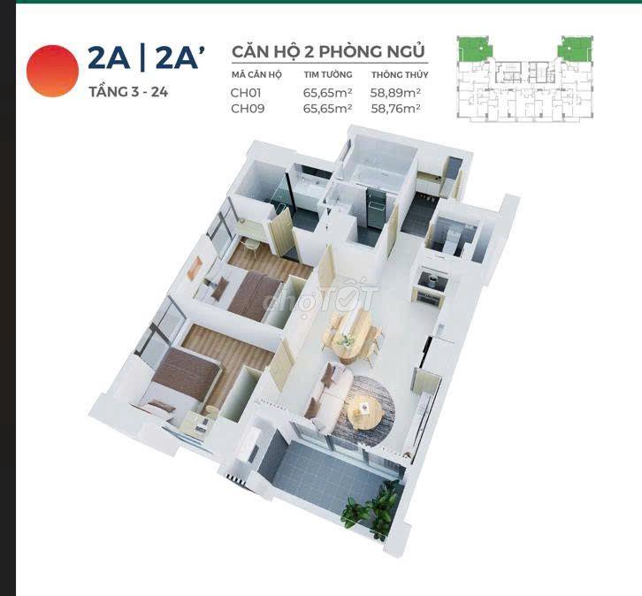 CĂN HỘ 2PN HIYORI AQUA TOWER – VIEW BÁN ĐẢO SƠN TRÀ + BIỂN, GIÁ 4,6 TỶ