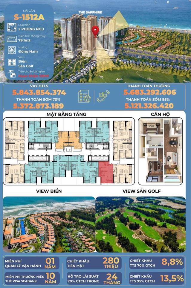 CẦN BÁN CĂN HỘ 2 PHÒNG NGỦ NEWTOWN DIAMOND ĐÀ NẴNG