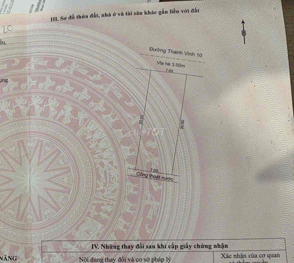 Bán lô đất MT Thanh Vinh Liên Chiểu 10 giá đầu tư