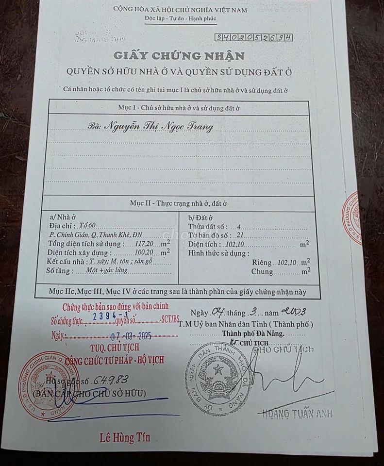 Bán nhà chính chủ 2 mặt tiền trước sau 264 Thái Thị Bôi 140m2