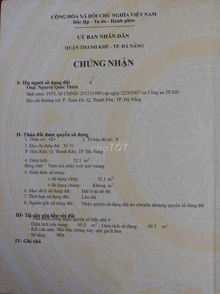Chính chủ bán nhà Phạm Nhữ Tăng