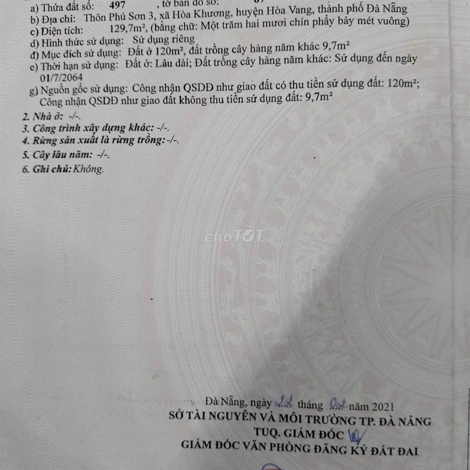 Cc cần bán đất Hoà Tiến