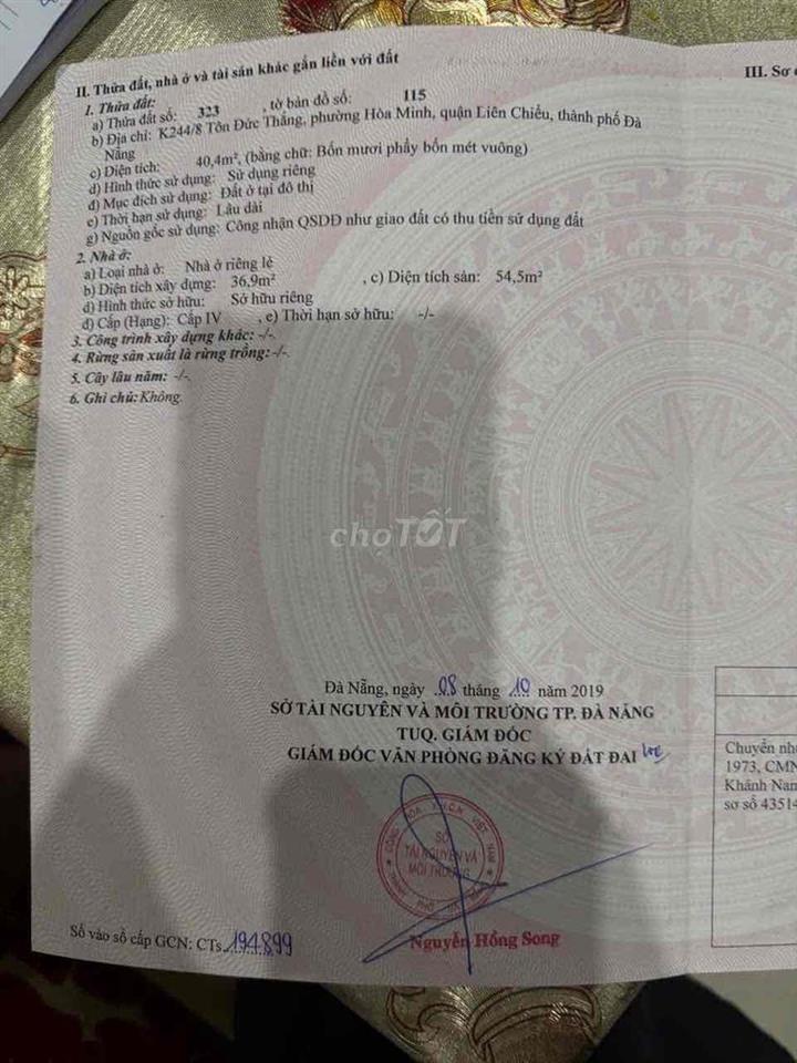 TÔI BÁN NHÀ TÔN ĐỨC THẮNG CÁCH ĐƯỜNG 20m