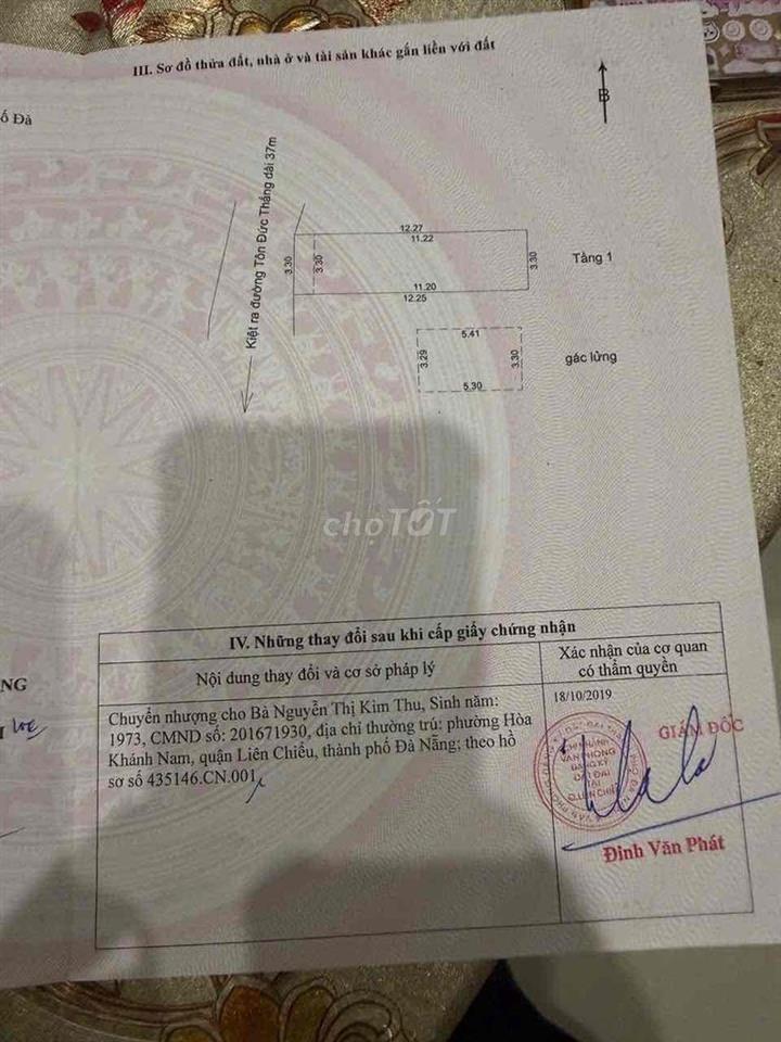TÔI BÁN NHÀ TÔN ĐỨC THẮNG CÁCH ĐƯỜNG 20m