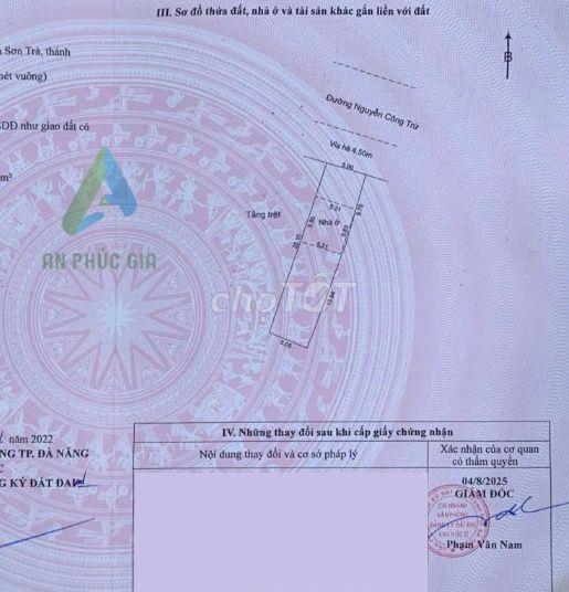 BÁN 116M2 ĐẤT MẶT TIỀN ĐƯỜNG NGUYỄN CÔNG TRỨ,SƠN TRÀ