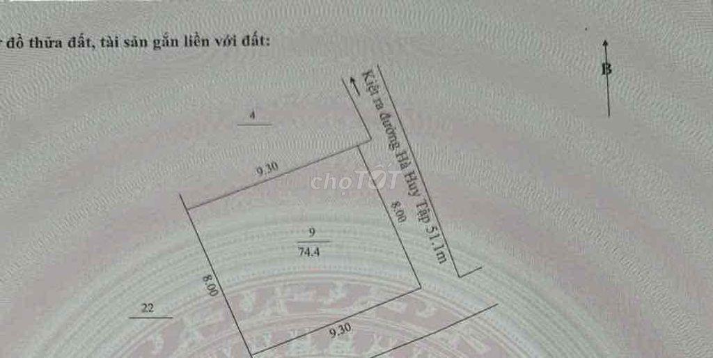 BÁN NHANH LÔ ĐẤT 2 MK HÀ HUY TẬP- DT GẦN 80M2- NGANG 9,3m- NHỈNH 3 ĐỒN