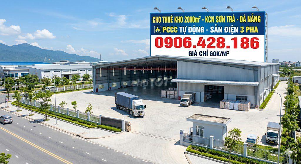 ✅✅ CHO THUÊ KHO 2000M2 KCN SƠN TRÀ - ĐÀ NẴNG CHỈ 60K/M2
