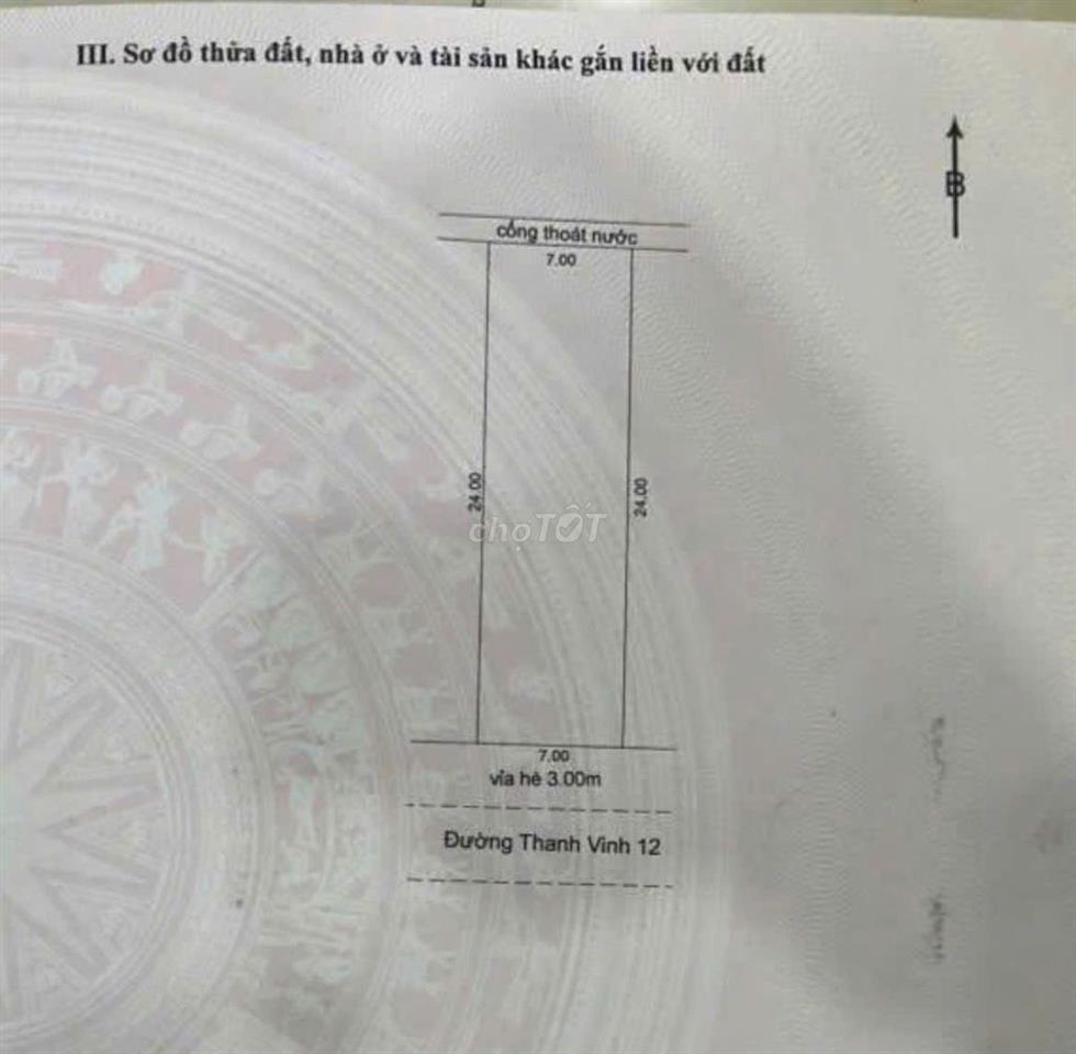💥Đất diện tích khủng 168m2 (7x24m) mặt tiền Thanh Vinh 12 | Bán gấp 