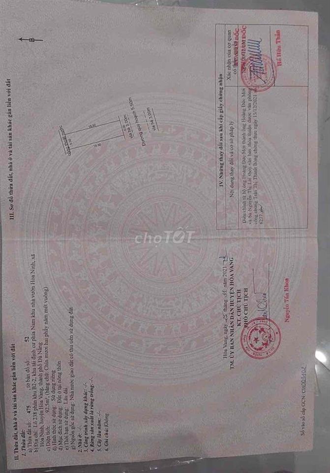 cần bán lô đất rẻ nhất khu tdc nhà vườn hoà ninh