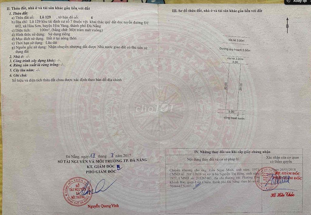 bán đất tdc hoà sơn 7 đường an ngãi 6
