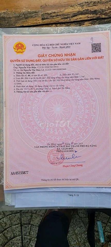 Bán Đất Hòa Thọ Tây gần chợ Hòa Thọ Tây Đà Nẵng