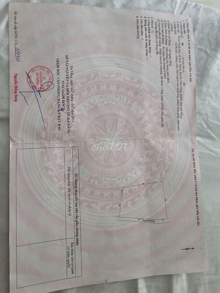 lô đất sổ hồng đất trồng cây hàng năm khu hoà nhơn đà nẵng 
