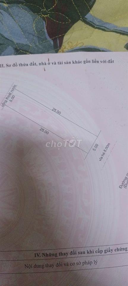 BÁN LÔ ĐẤT 5×25 ĐƯỜNG 15M. HƯỚNG NAM