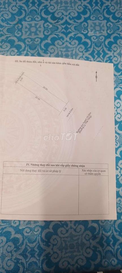 BÁN LÔ ĐẤT 5×25 ĐƯỜNG 15M. HƯỚNG NAM