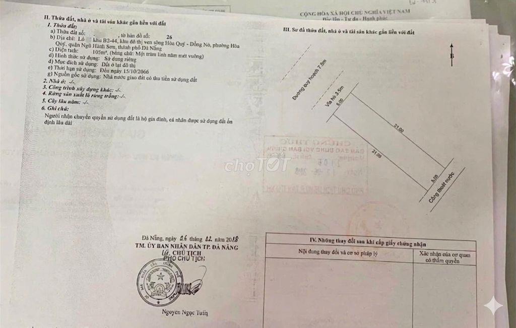Chính chủ Bác sĩ Hà bán đất Nam Hòa Xuân đường Hói Kiểng 11 giá 4.3 tỷ
