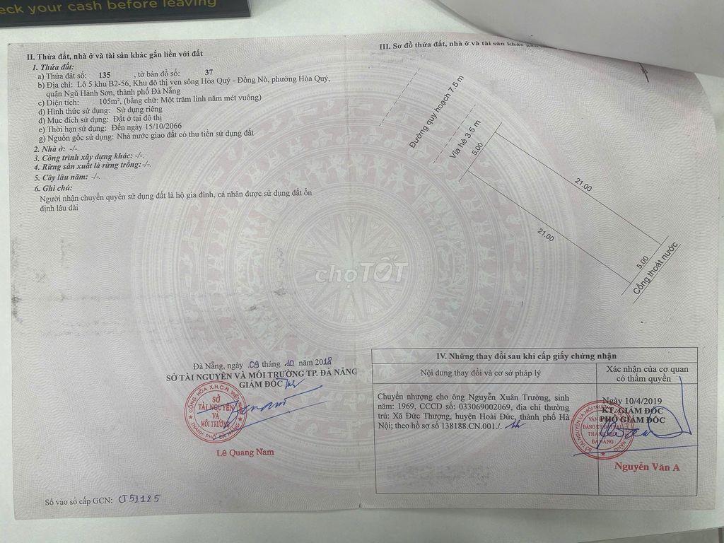Chính Chủ Anh Thành Bán Đất Hói Kiểng 21 Khu Nam Hòa Xuân giá 3.7 tỷ