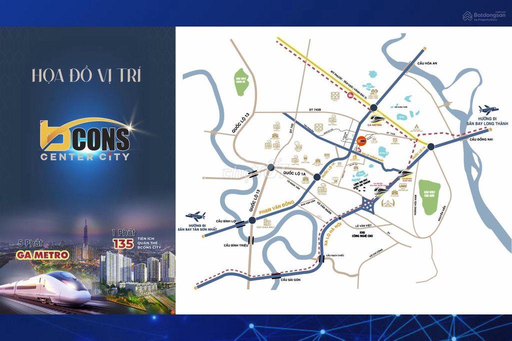 Bán Căn Hộ Bcons Center City 2.3ty/căn,TT 5 tháng 1 lần,Tặng 2chi vàng
