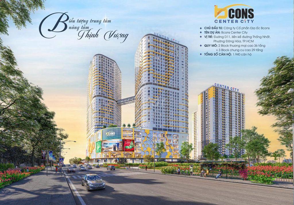 Bán Căn Hộ Bcons Center City 2.3ty/căn,TT 5 tháng 1 lần,Tặng 2chi vàng