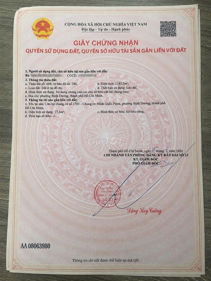 Chính chủ bán cắt lỗ căn hộ Minh Quốc Plaza Bình Dương đã có sổ