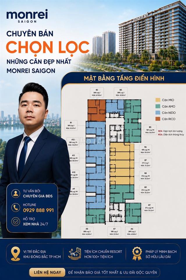 Căn 2PN 1WC - Monrei Saigon A3.30.06 – 52m² – 2,599 tỷ