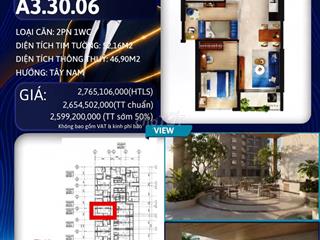 Căn 2PN 1WC - Monrei Saigon A3.30.06 – 52m² – 2,599 tỷ
