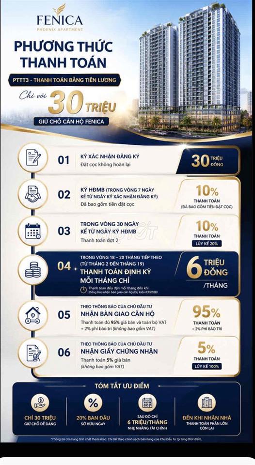 Thanh toán 6tr/tháng. 10% kí HĐMB căn hộ liền kề Vsip 1