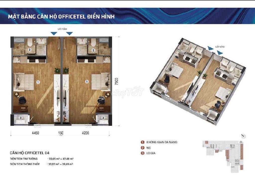 Bán Officetel PiCity Sky Park 32m2 tầng 5 giá 1,25 tỷ