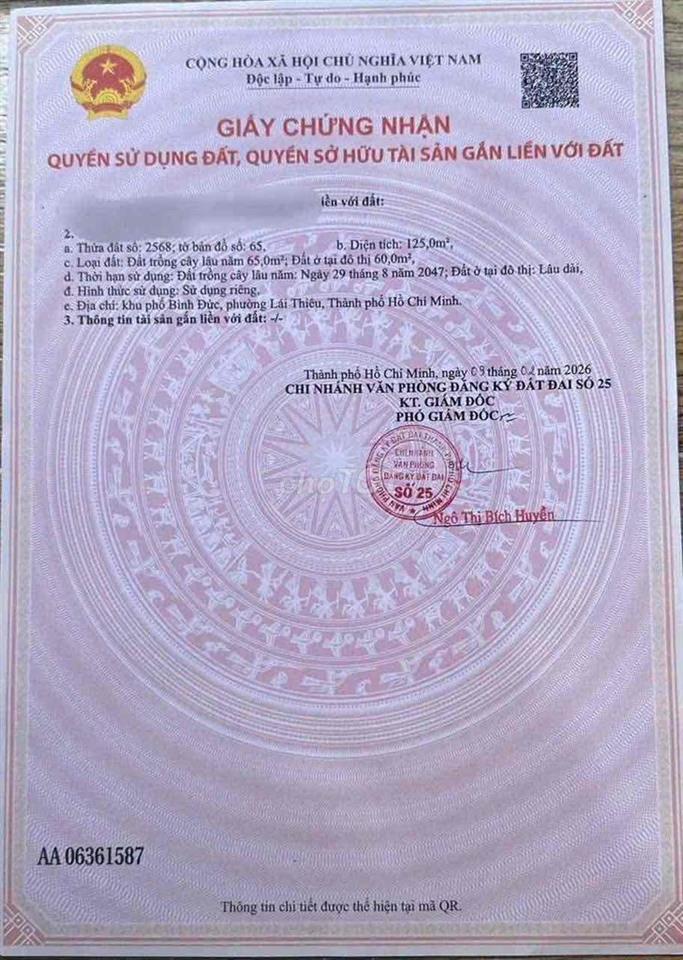 chính chủ bán đất gần NHÀ THỜ LÁI THIÊU