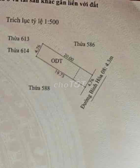 BÁN NHANH ĐẤT MẶT TIỀN BÌNH HÒA 08 NGAY BÙI HỮU NGHĨA – DT 100M²