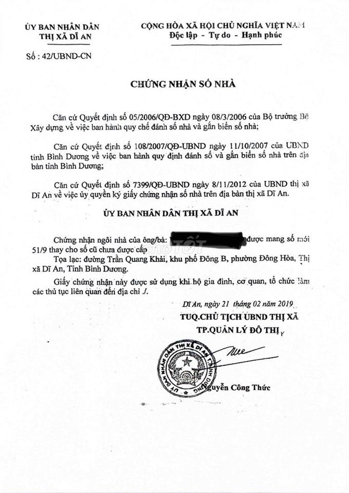 Bán nhà đưởng Trần Quang Khải, p. Đông Hòa, Tp. HCM, 315m2