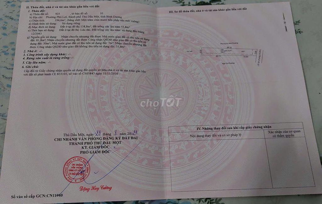 Bán nhà chính chủ phường Phú lợi