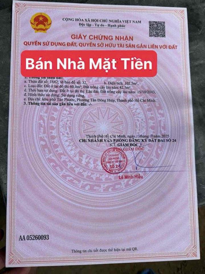 Bán hoặc Cho Thuê nhà Mặt Tiền Cây Da dĩ an Chính chủ